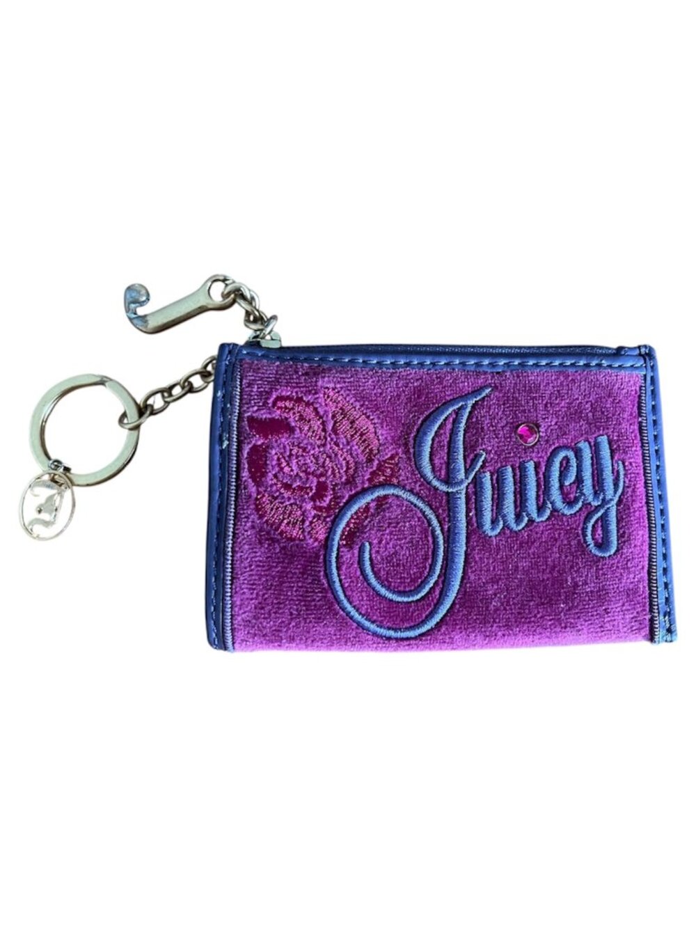 Vintage Y2K Juicy Couture Velour Embroidered Plum Purple Coin Purse Keychain